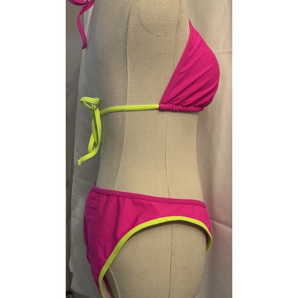 Women's Colorful String Bikini Set Sexy Triangle Two Piece Neon Bikini Size XL - Picture 5 of 11